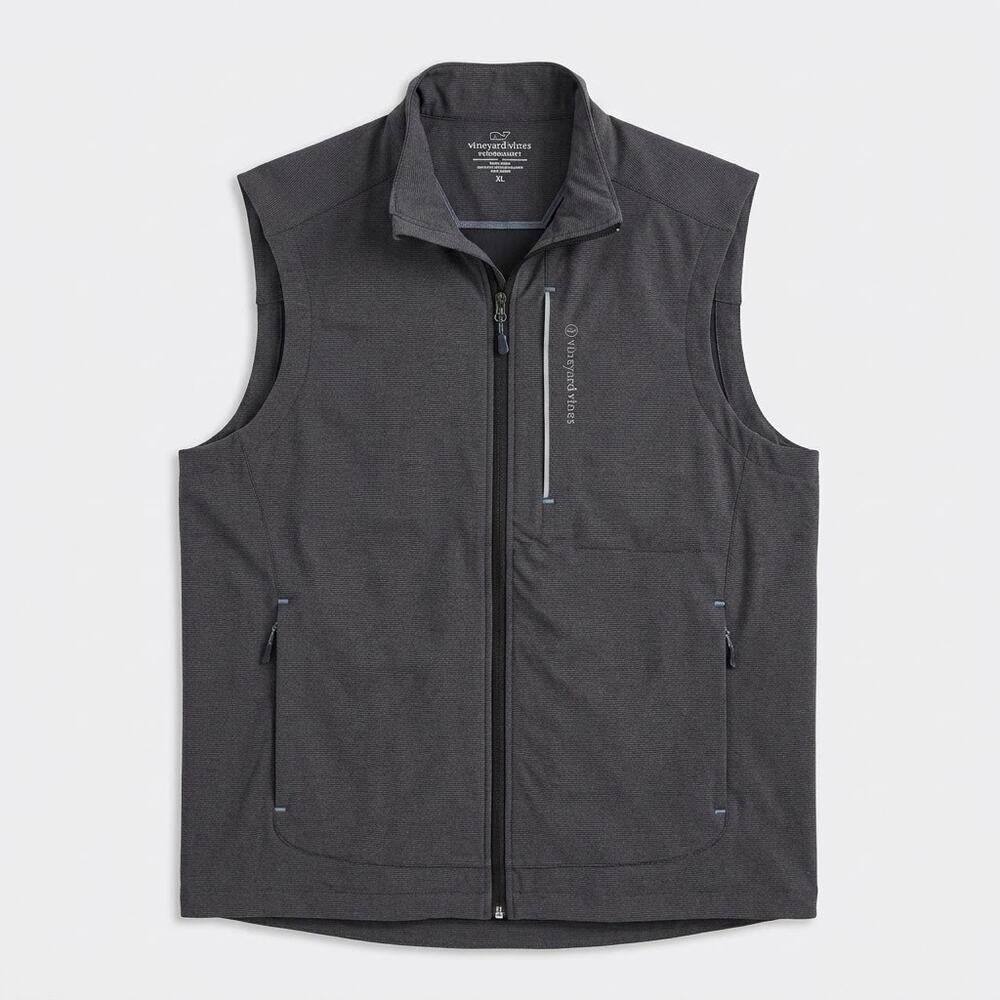 Vineyard Vines Performance Full Zip Vest Jacket Gray Sleeveless Golf Mens XL